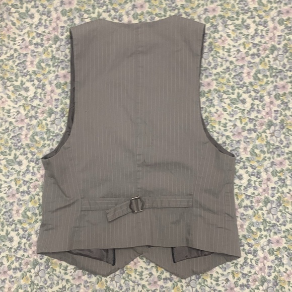 GAP grey dress vest with thin white vertical stripes. Used. - Picture 2 of 2
